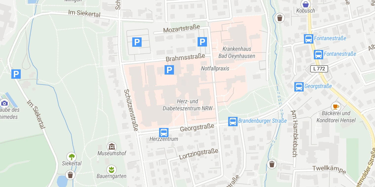 Kartenansicht Herz- und Diabeteszentrum NRW