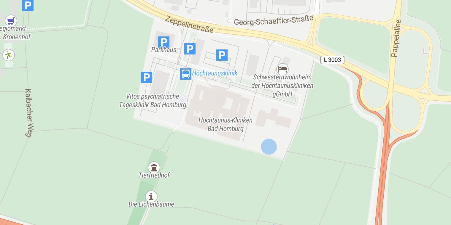Kartenansicht Hochtaunus Kliniken Bad Homburg