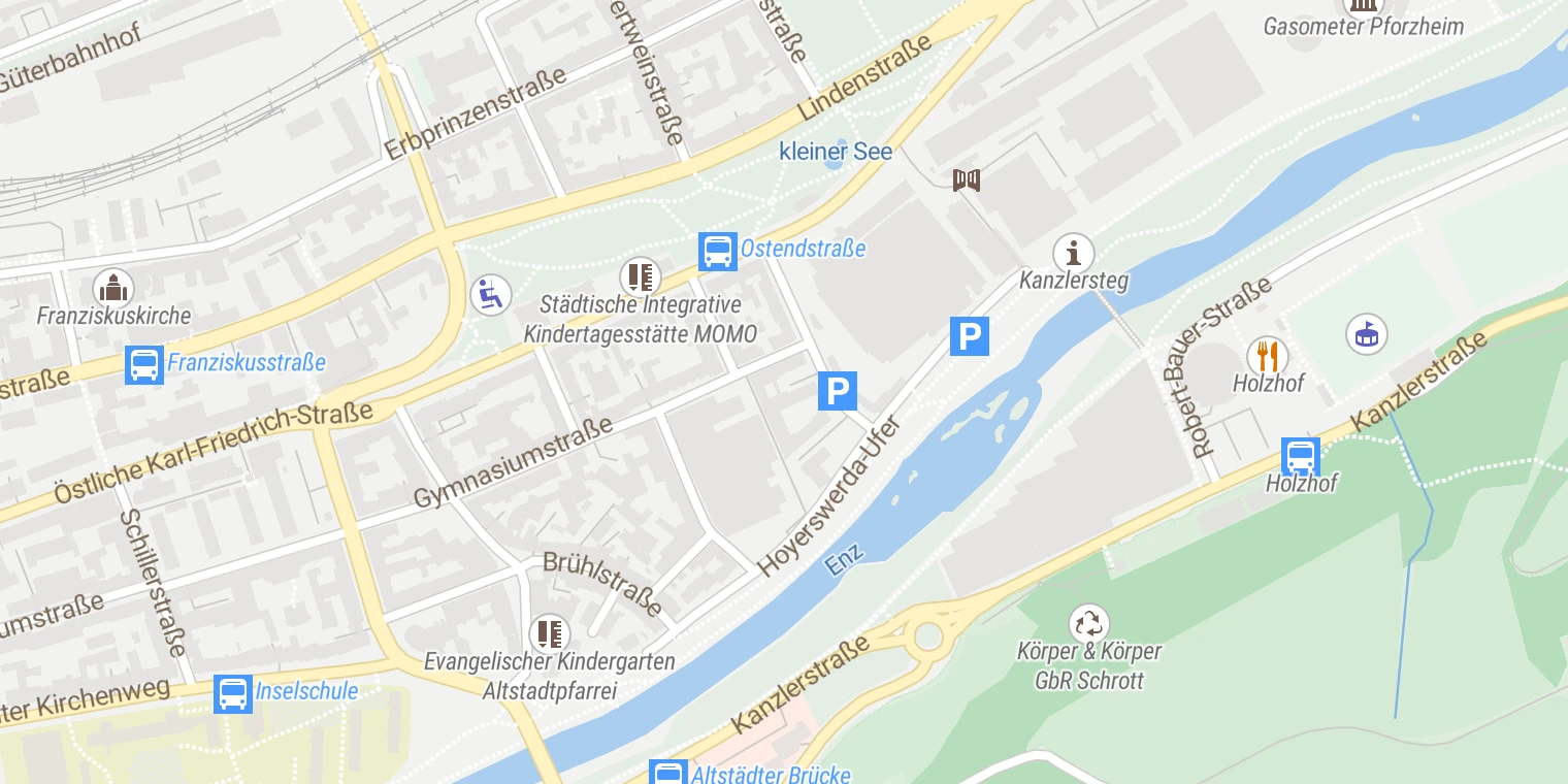 Kartenansicht InTakT Tagesklinik für Kinder- und Jugendpsychiatrie und Psychotherapie Pforzheim