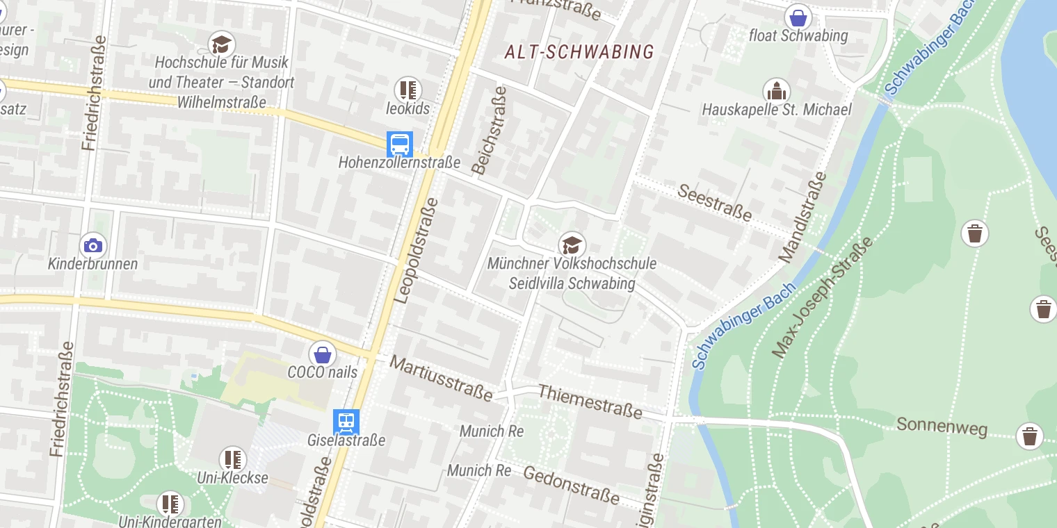 Kartenansicht Kirinus Tagesklinik Schwabing