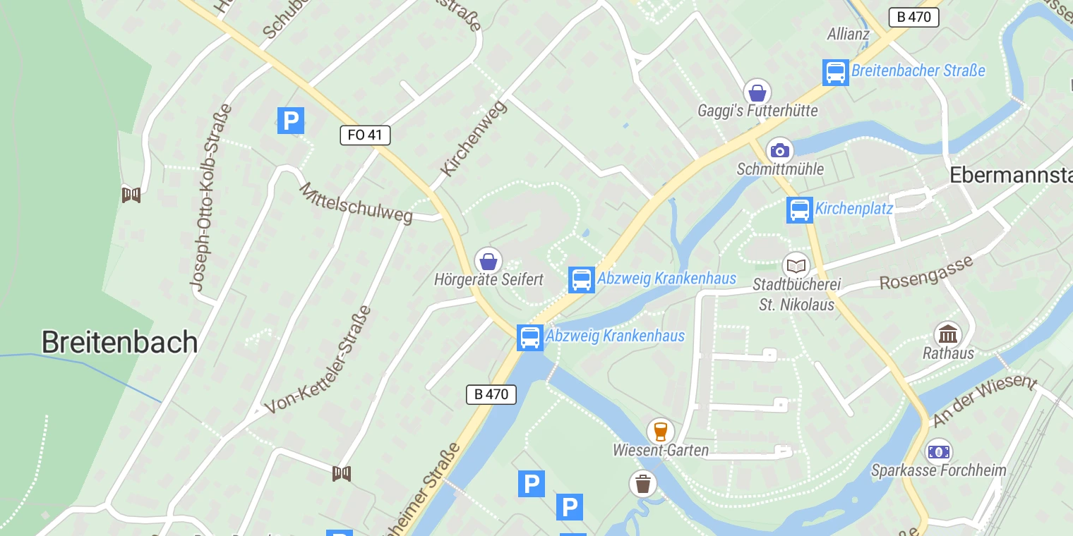 Kartenansicht Klinik Fränkische Schweiz (Ebermannstadt)