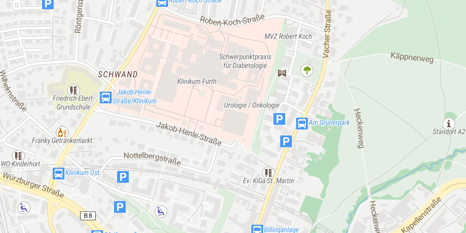 Kartenansicht Klinik für Psychiatrie und Psychotherapie Fürth