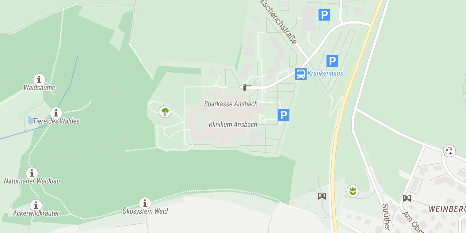 Kartenansicht Klinik Hallerwiese-Cnopfsche Kinderklinik, Dependance Ansbach
