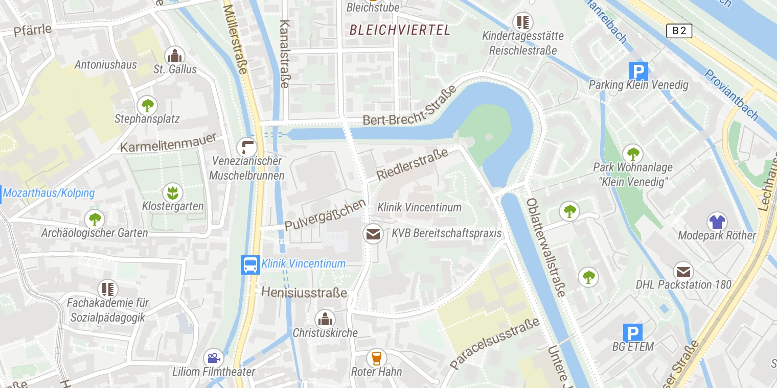 Kartenansicht Klinik Vincentinum 