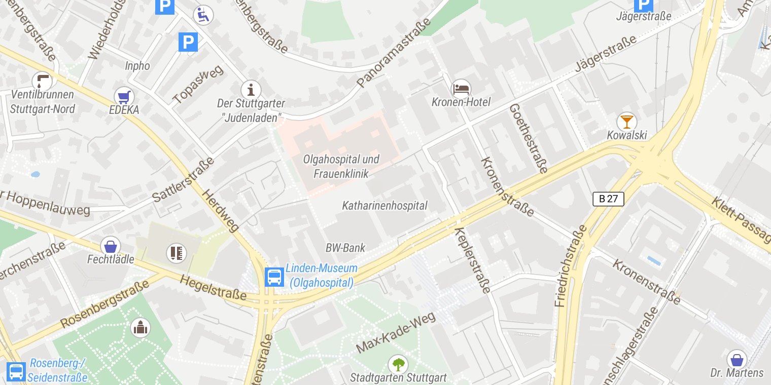 Kartenansicht Kliniken Schmieder - Satellitenstation Z2N im Katharinenhospital