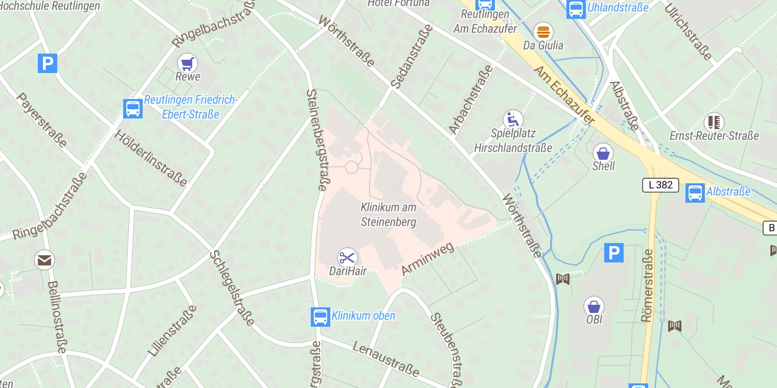 Kartenansicht Klinikum am Steinenberg