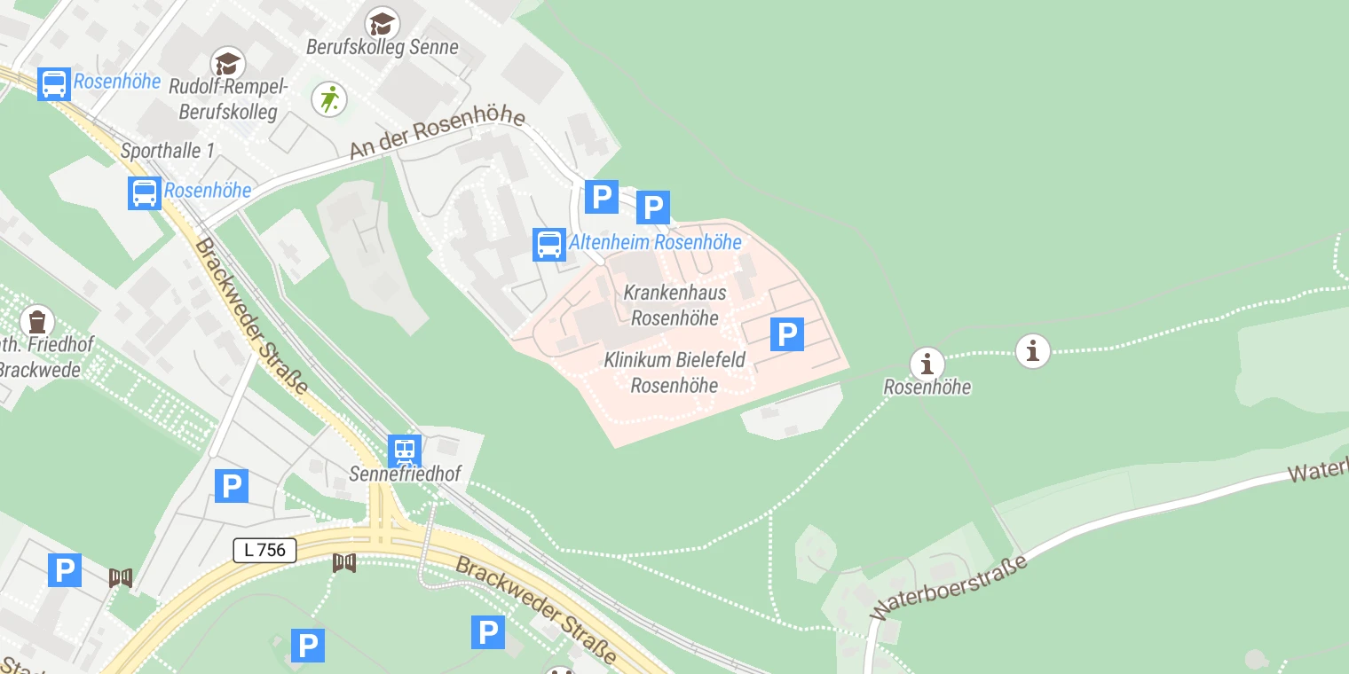 Kartenansicht Klinikum Bielefeld (Rosenhöhe)