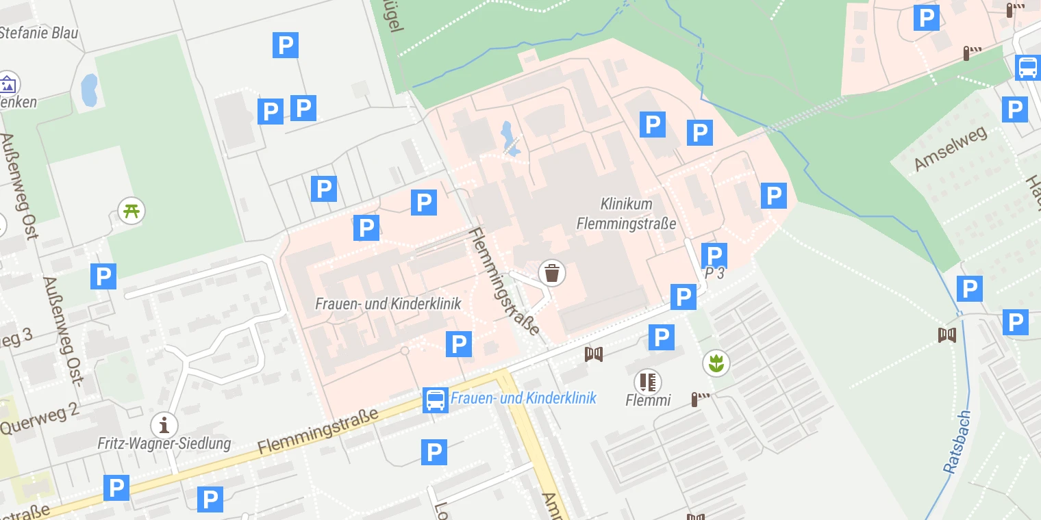 Kartenansicht Klinikum Chemnitz (Standort Flemmingstraße)