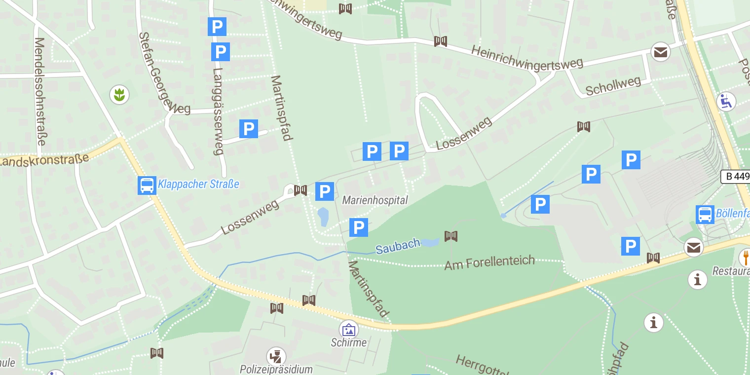 Kartenansicht Klinikum Darmstadt Standort Martinspfad