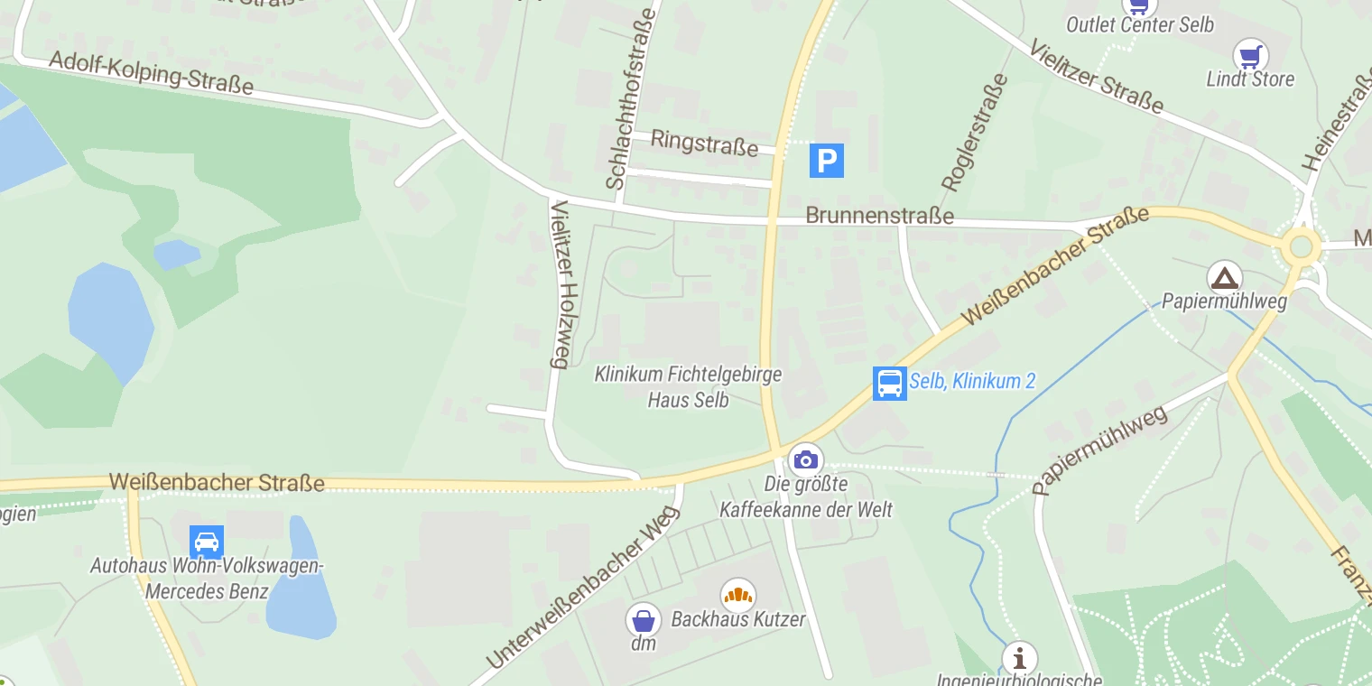 Kartenansicht Klinikum Fichtelgebirge (Haus Selb)
