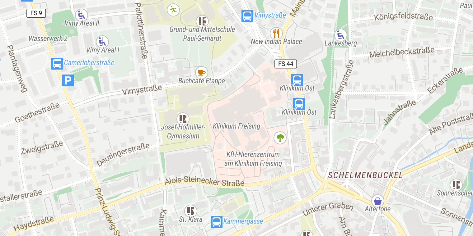 Kartenansicht Klinikum Freising