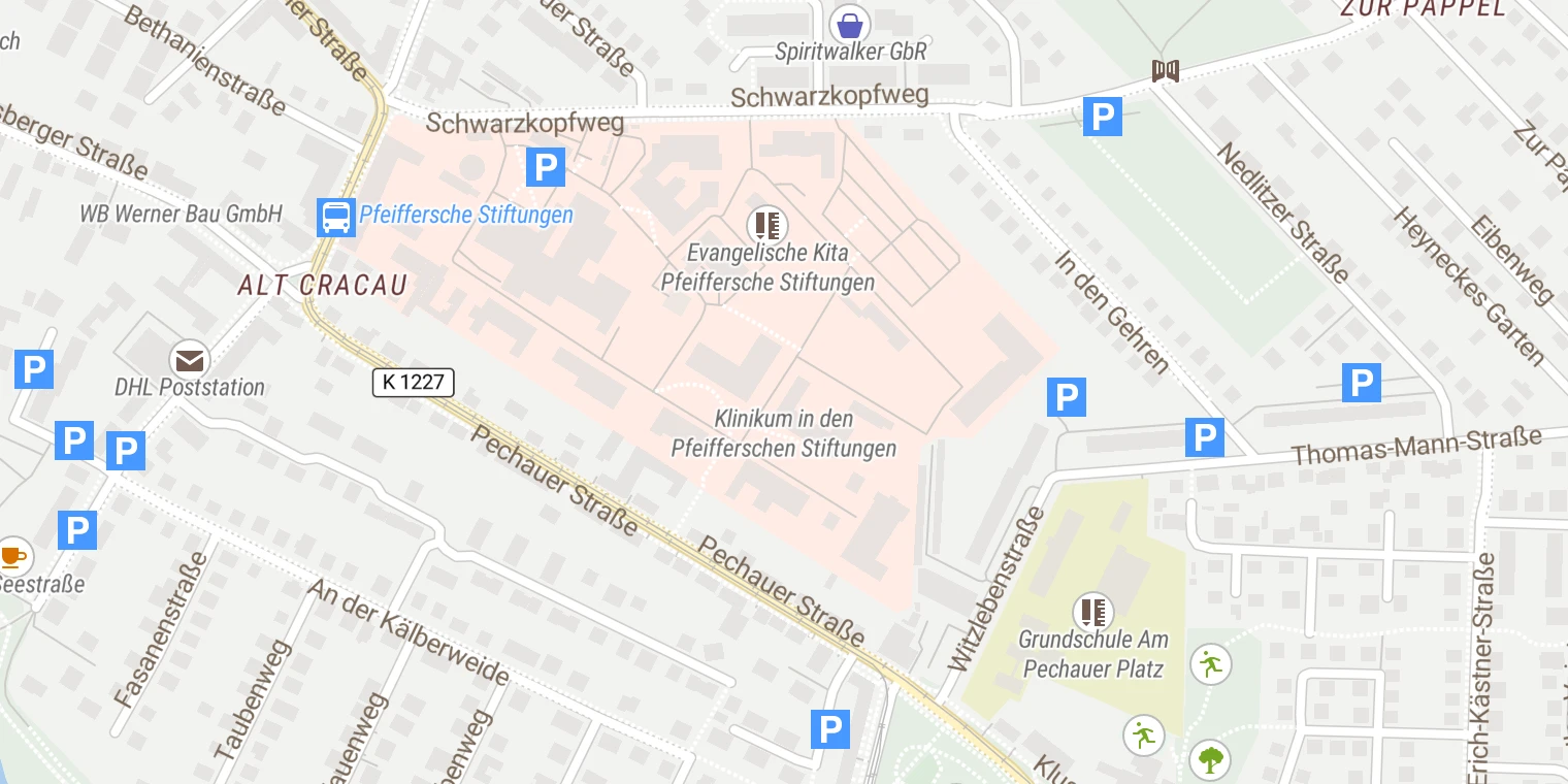 Kartenansicht Klinikum in den Pfeifferschen Stiftungen