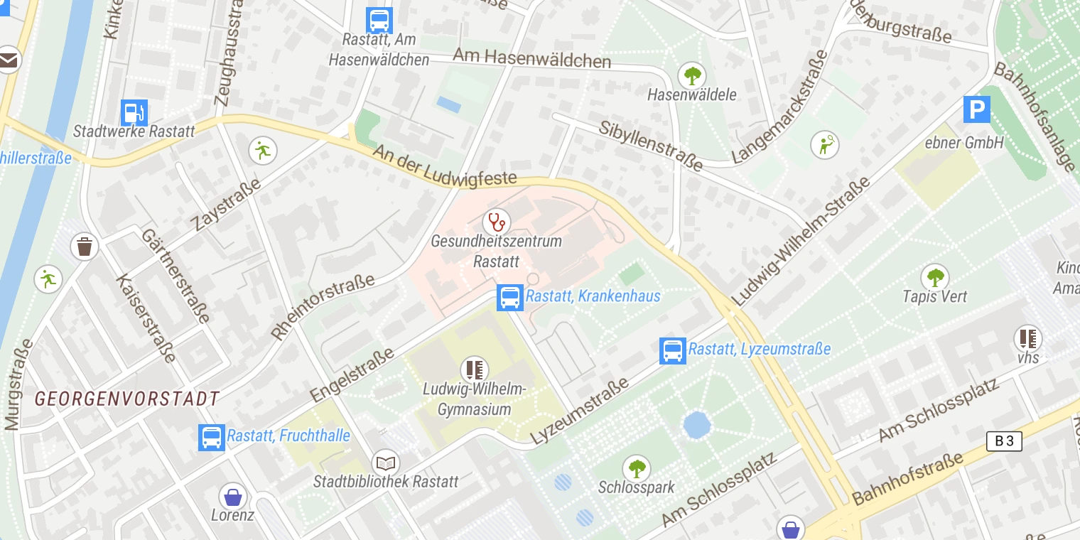 Kartenansicht Klinikum Mittelbaden Rastatt