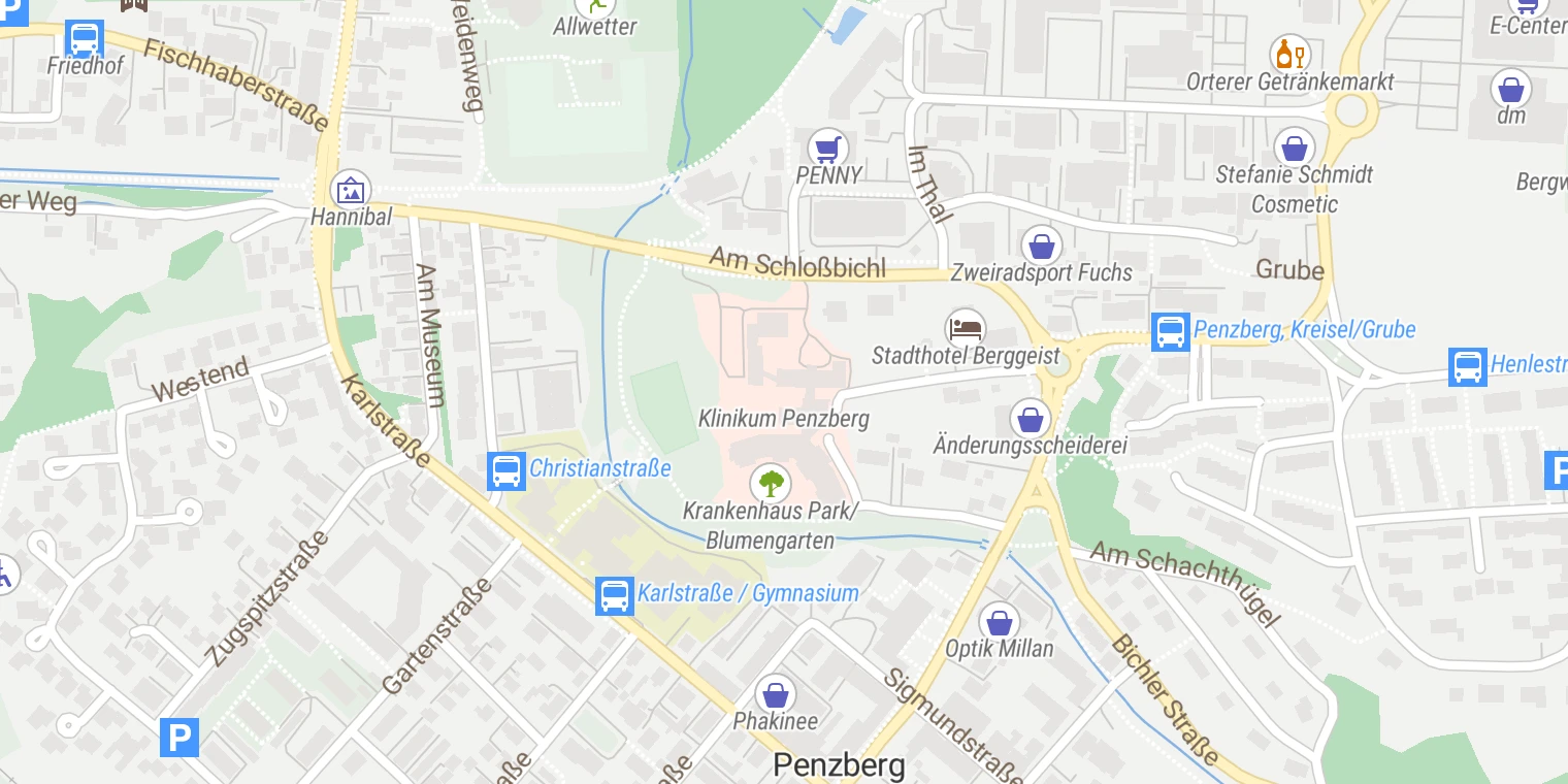Kartenansicht Klinikum Penzberg