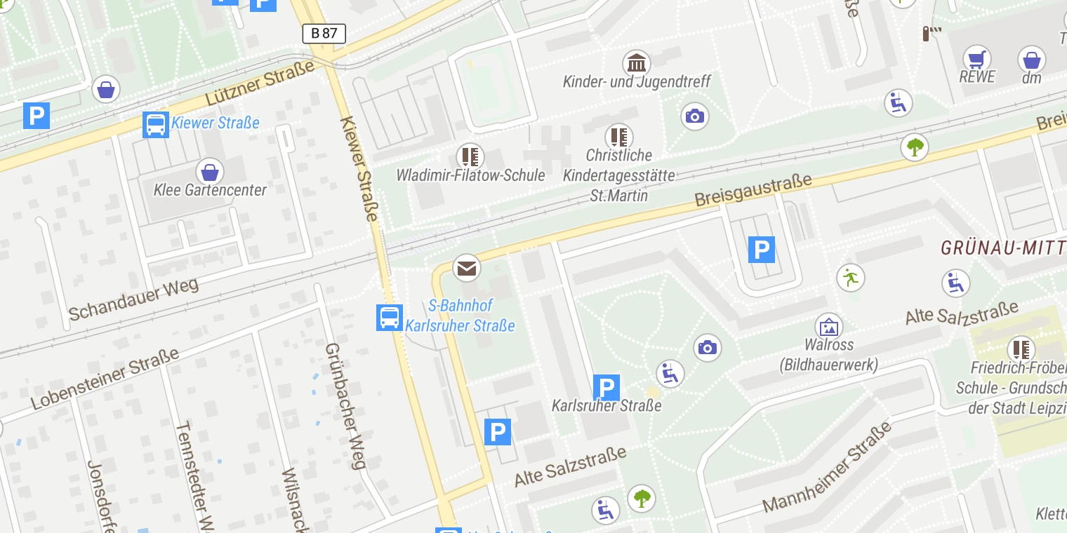 Kartenansicht Klinikum St. Georg - Verbund Gemeindenahe Psychiatrie - Karlsruher Str. 54