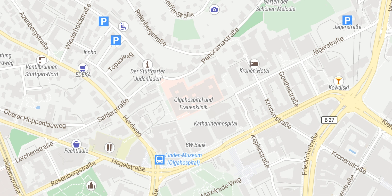 Kartenansicht Klinikum Stuttgart - Olgahospital / Frauenklinik