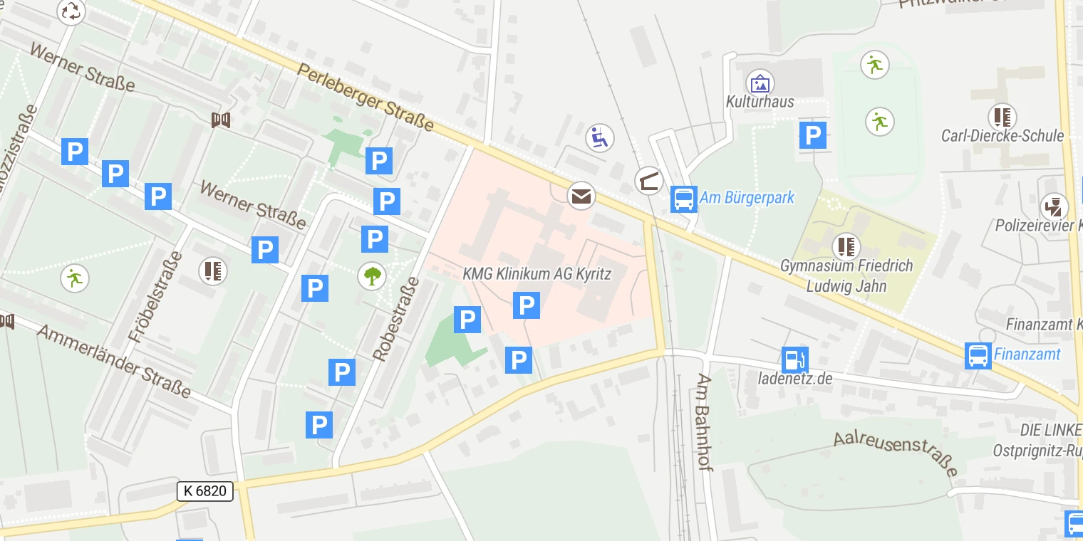 Kartenansicht KMG Klinikum Nordbrandenburg - Standort Kyritz