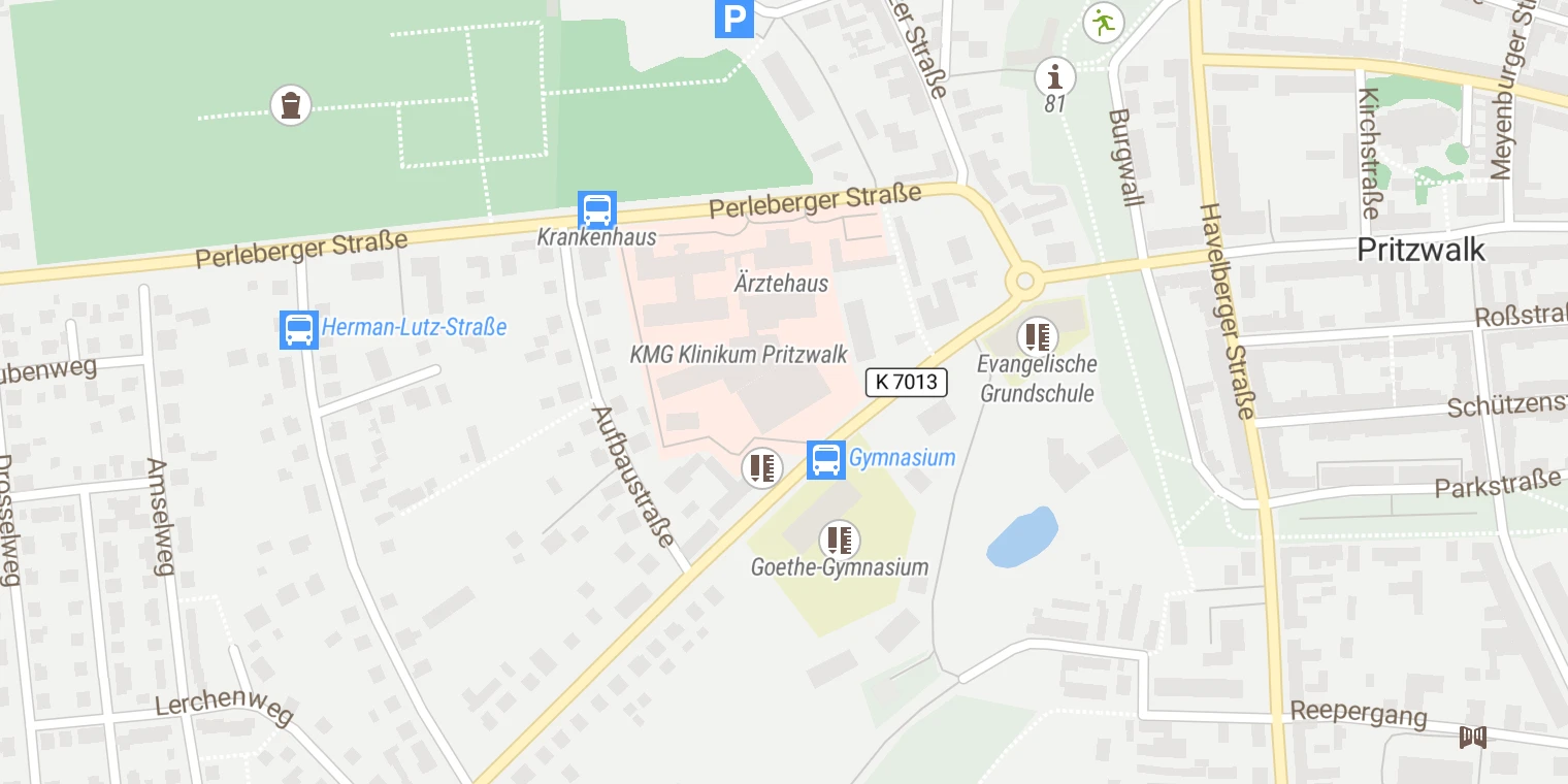 Kartenansicht KMG Klinikum Nordbrandenburg - Standort Pritzwalk