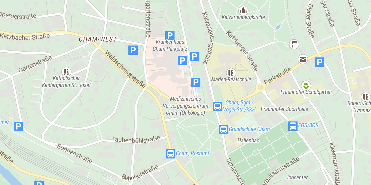 Kartenansicht Krankenhaus Cham