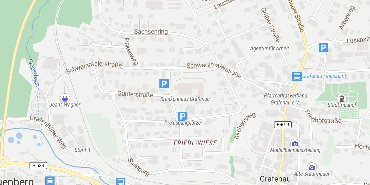 Kartenansicht Krankenhaus Grafenau
