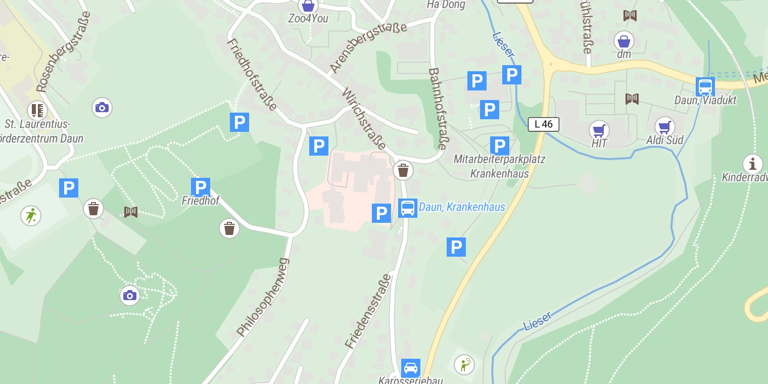 Kartenansicht Krankenhaus Maria Hilf