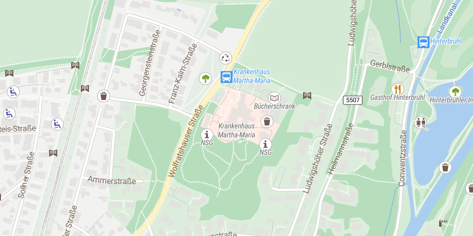 Kartenansicht Krankenhaus Martha-Maria München