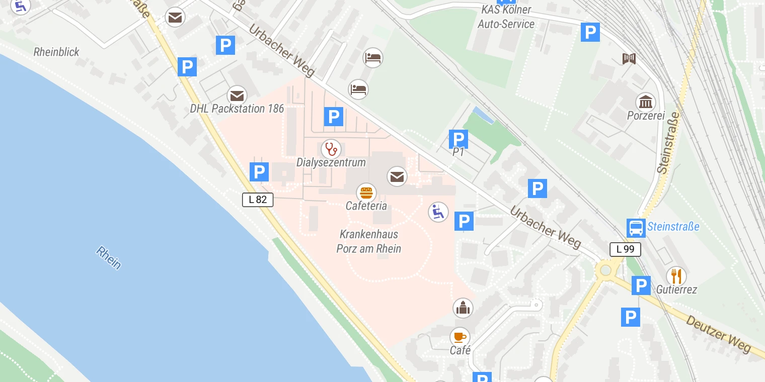 Kartenansicht Krankenhaus Porz am Rhein