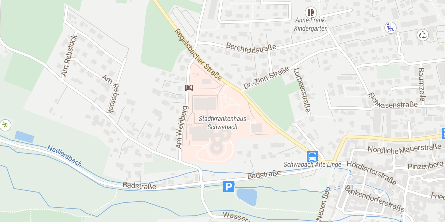 Kartenansicht Krankenhaus Schwabach