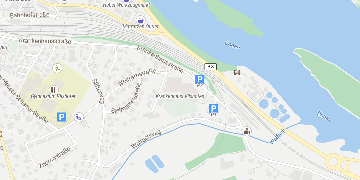 Kartenansicht Krankenhaus Vilshofen