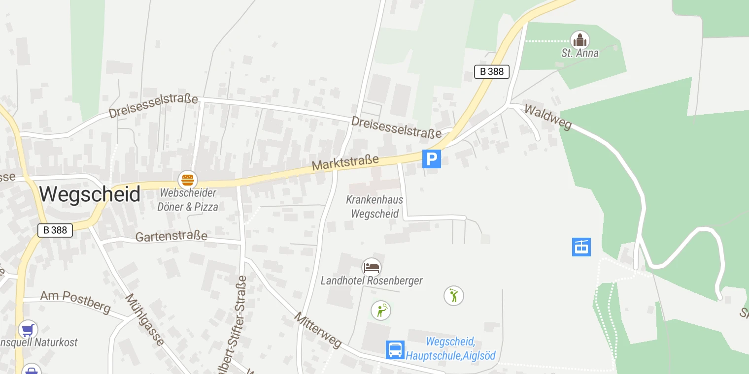 Kartenansicht Krankenhaus Wegscheid