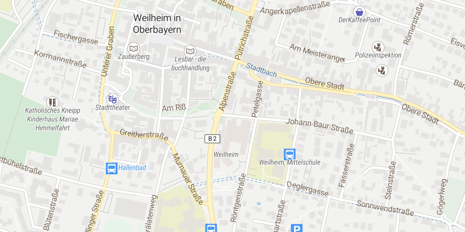 Kartenansicht Krankenhaus Weilheim-Schongau