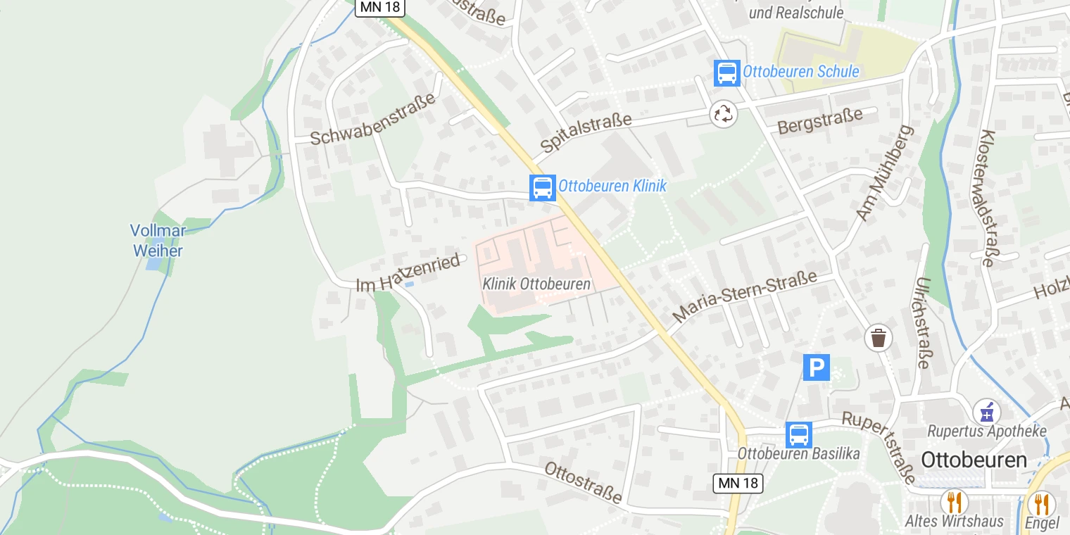 Kartenansicht Kreisklinik Ottobeuren