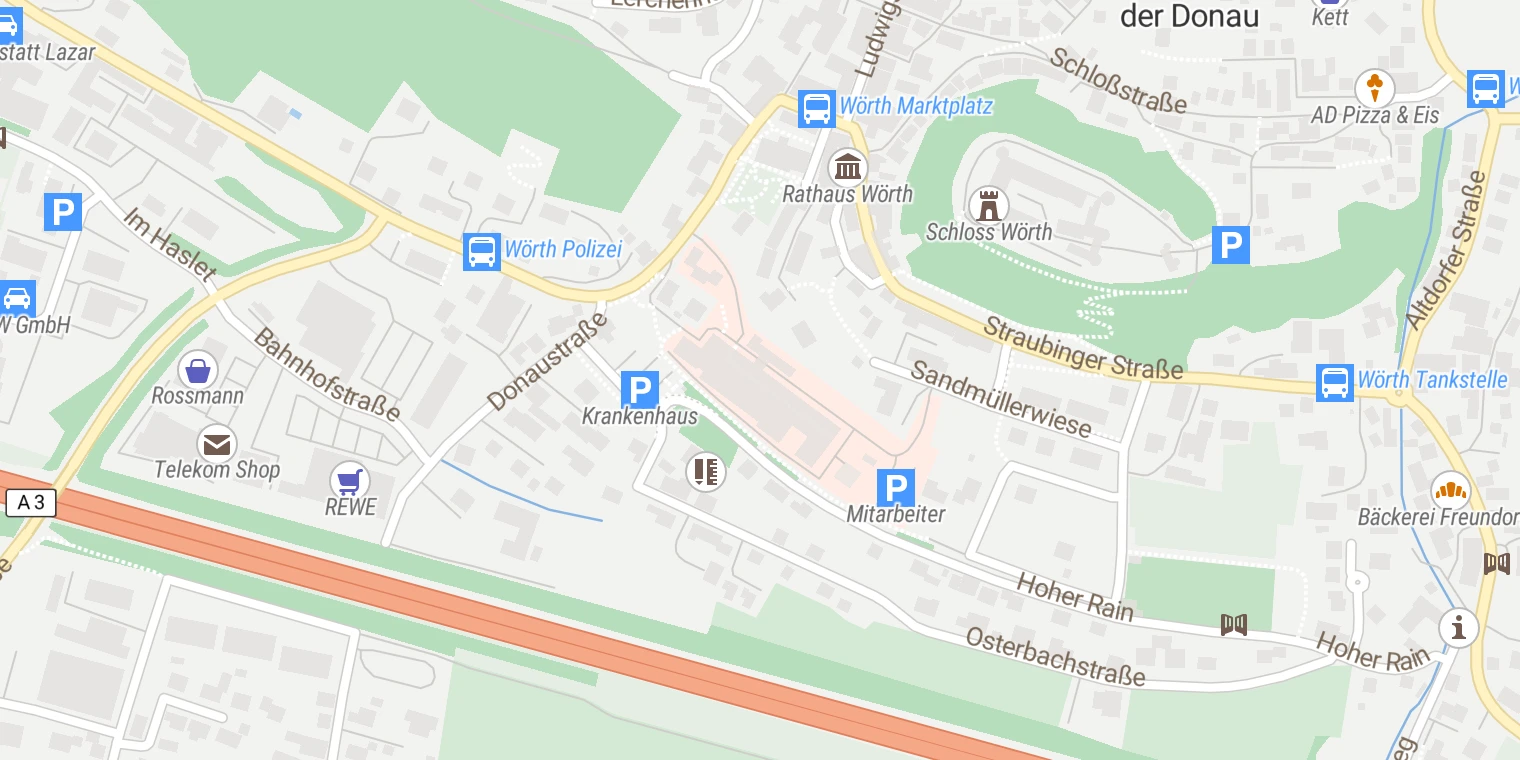 Kartenansicht Kreisklinik Wörth an der Donau