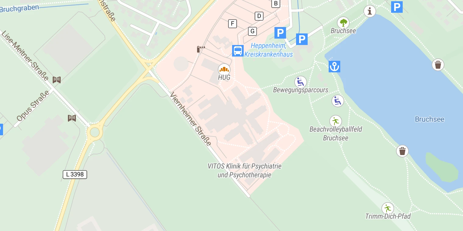 Kartenansicht Kreiskrankenhaus Bergstraße