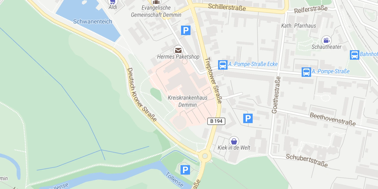 Kartenansicht Kreiskrankenhaus Demmin