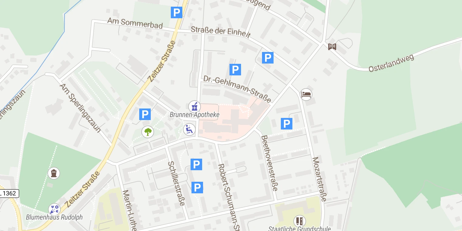 Kartenansicht Kreiskrankenhaus Ronneburg - Fachklinik für Geriatrie