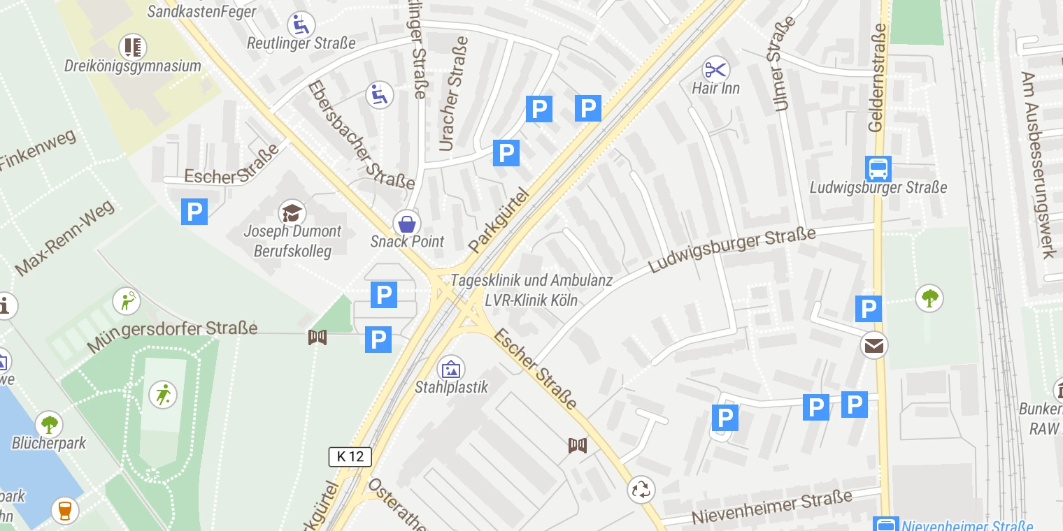 Kartenansicht LVR-Klinik Köln-Bilderstöckchen