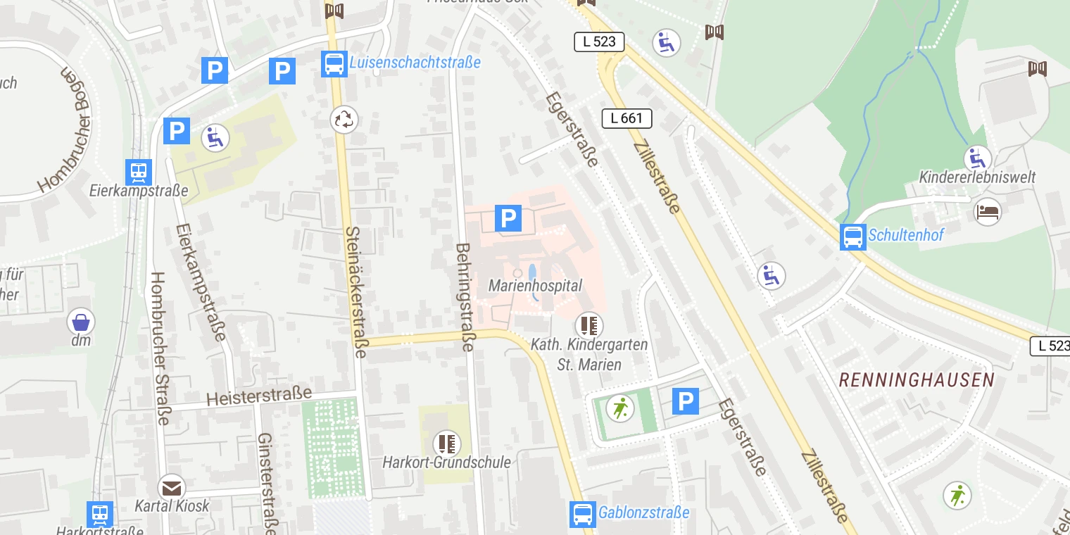 Kartenansicht Marien Hospital Dortmund-Hombruch