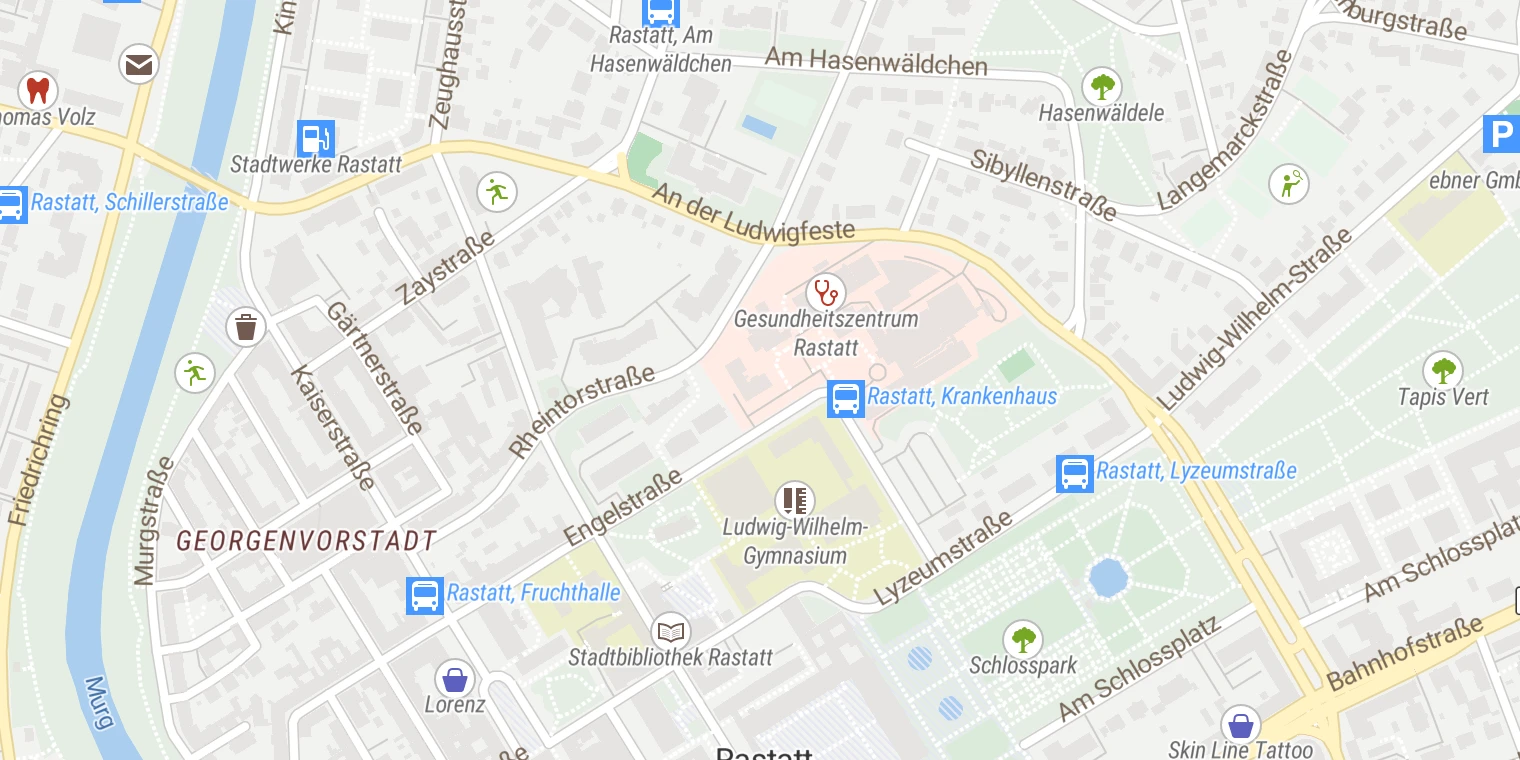 Kartenansicht MediClin Klinik an der Lindenhöhe (Standort Rastatt)