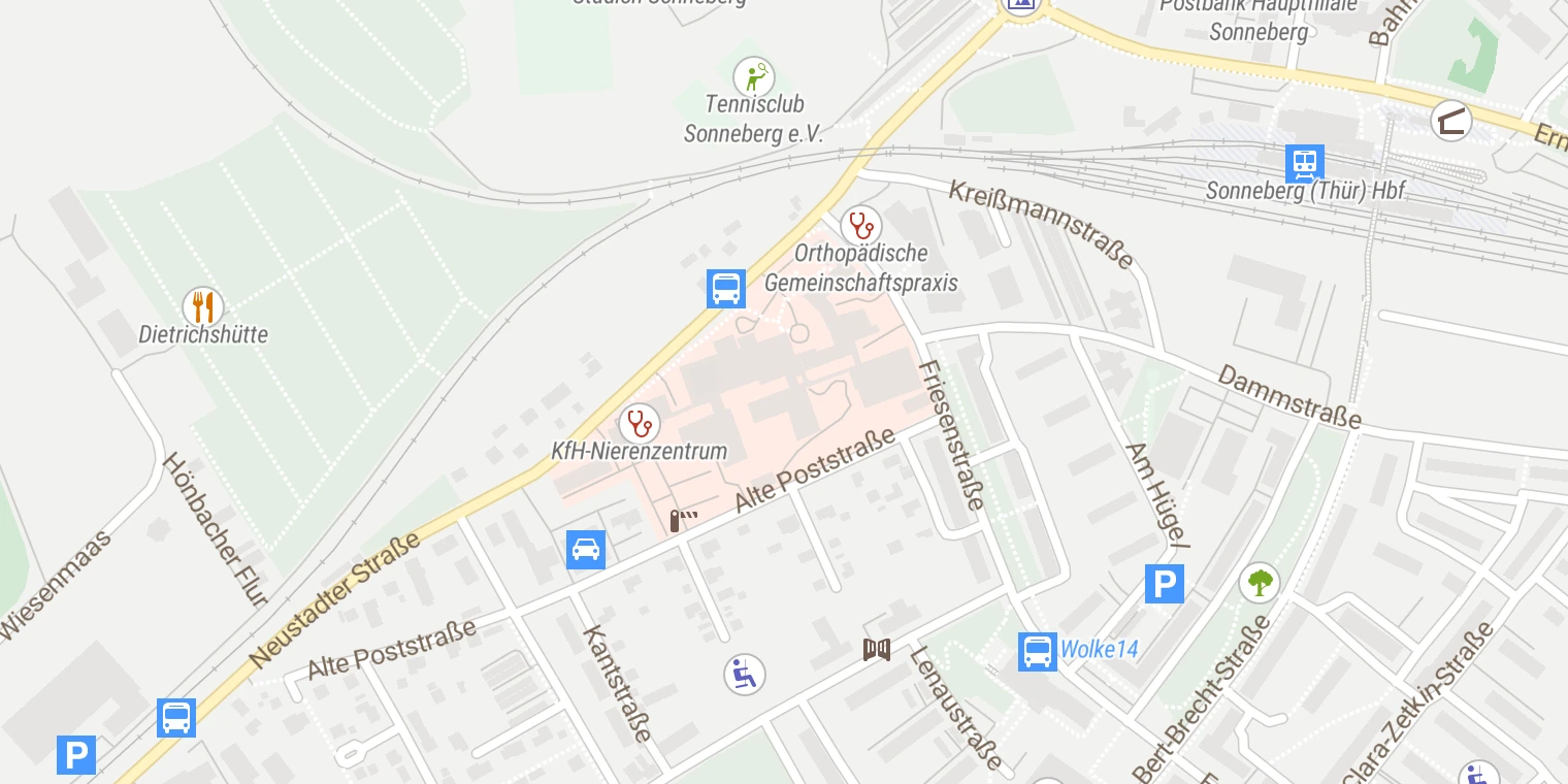 Kartenansicht Medinos Kliniken des Landkreises Sonneberg (Sonneberg)