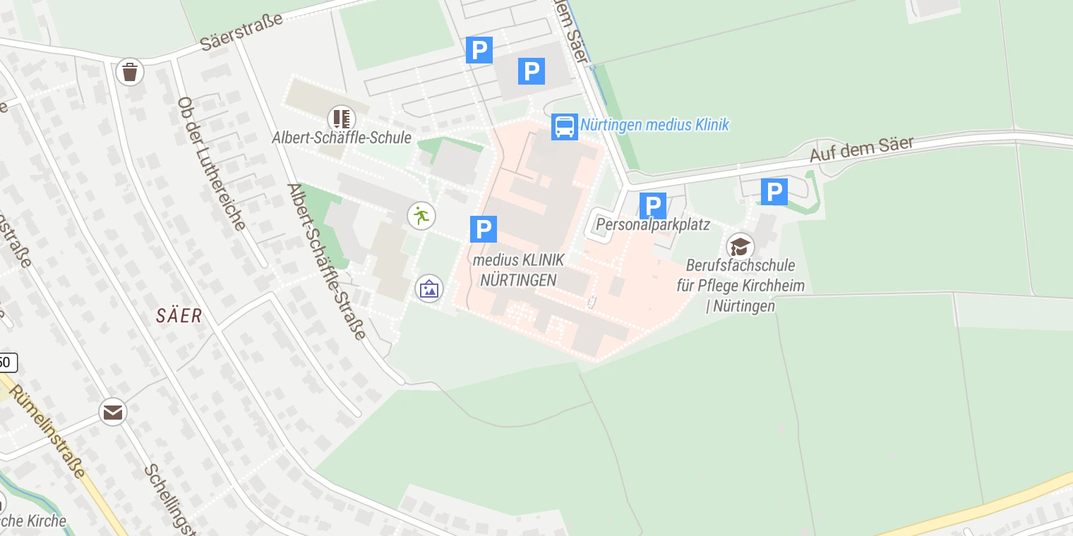 Kartenansicht Medius Klinik Nürtingen