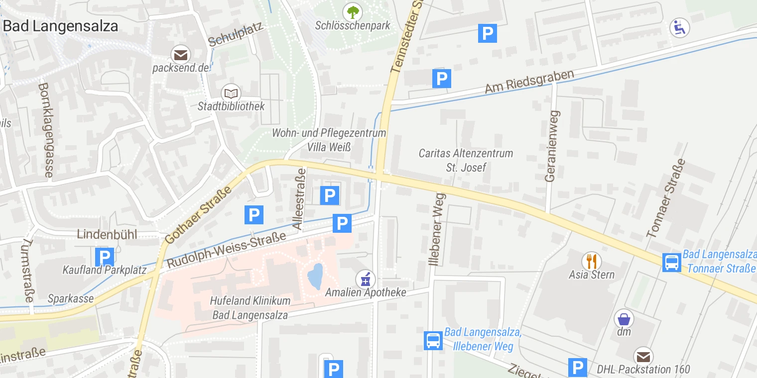 Kartenansicht Ökumenisches Hainich Klinikum - Tagesklinik Bad Langensalza
