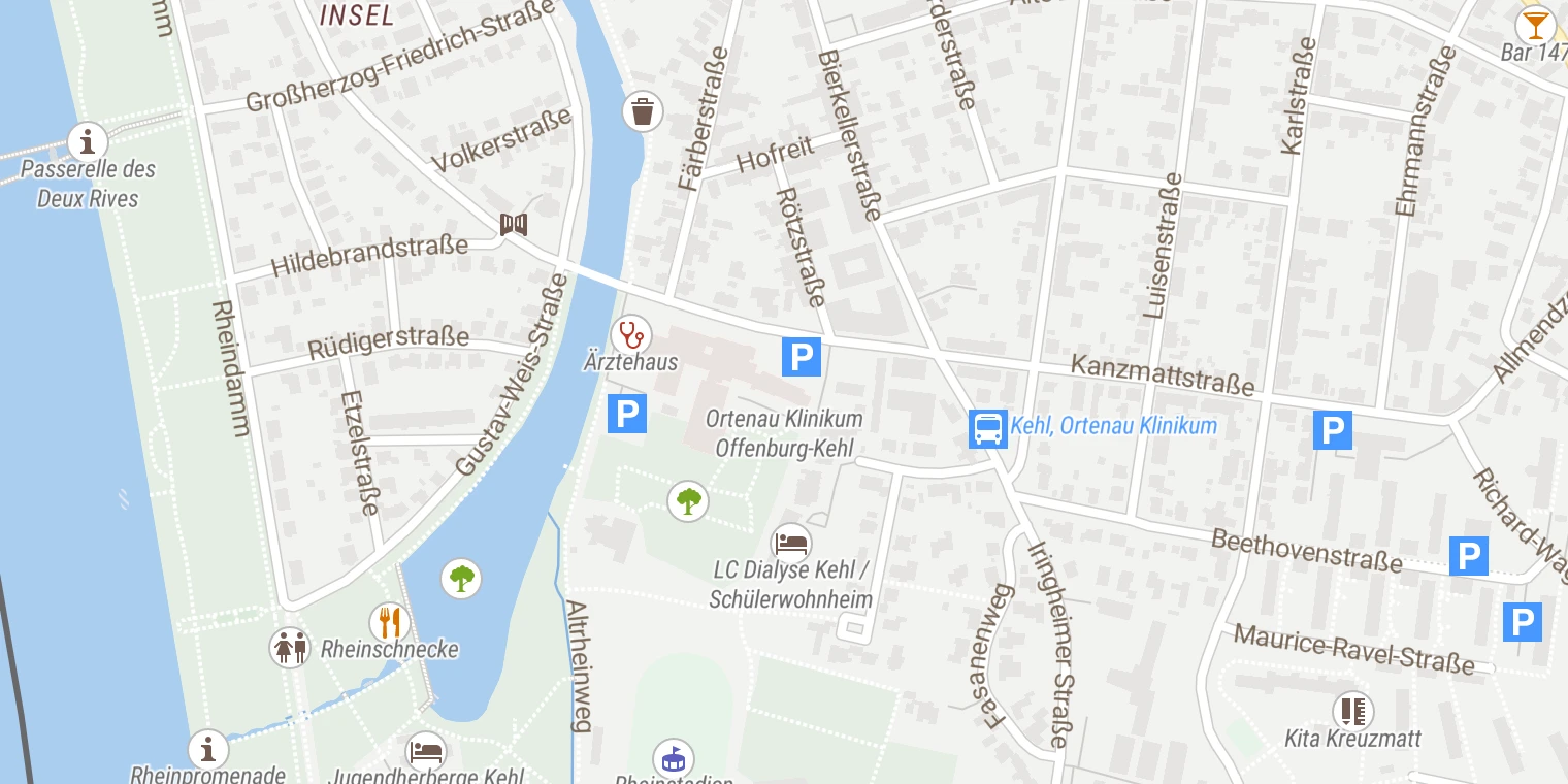 Kartenansicht Ortenau Klinikum Kehl