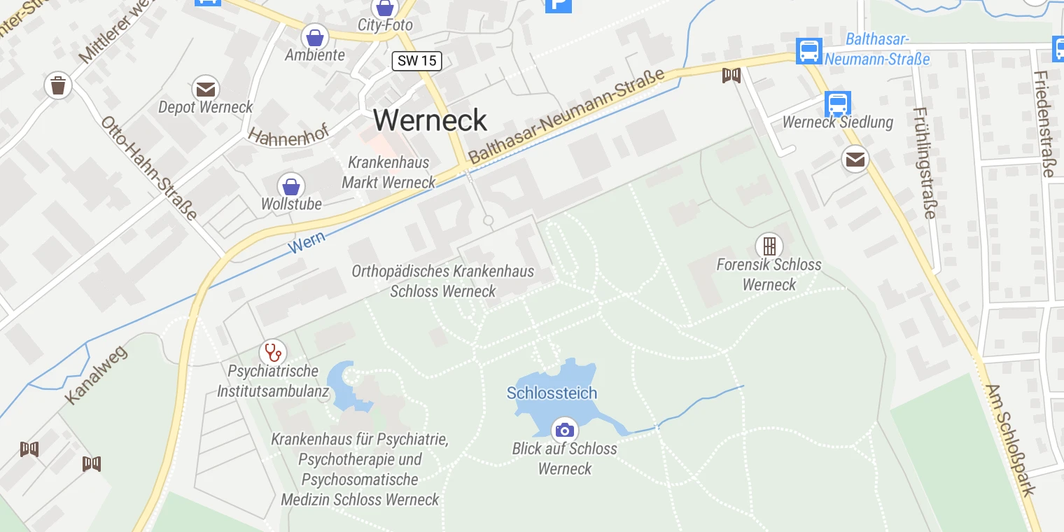 Kartenansicht Orthopädisches Krankenhaus Schloss Werneck