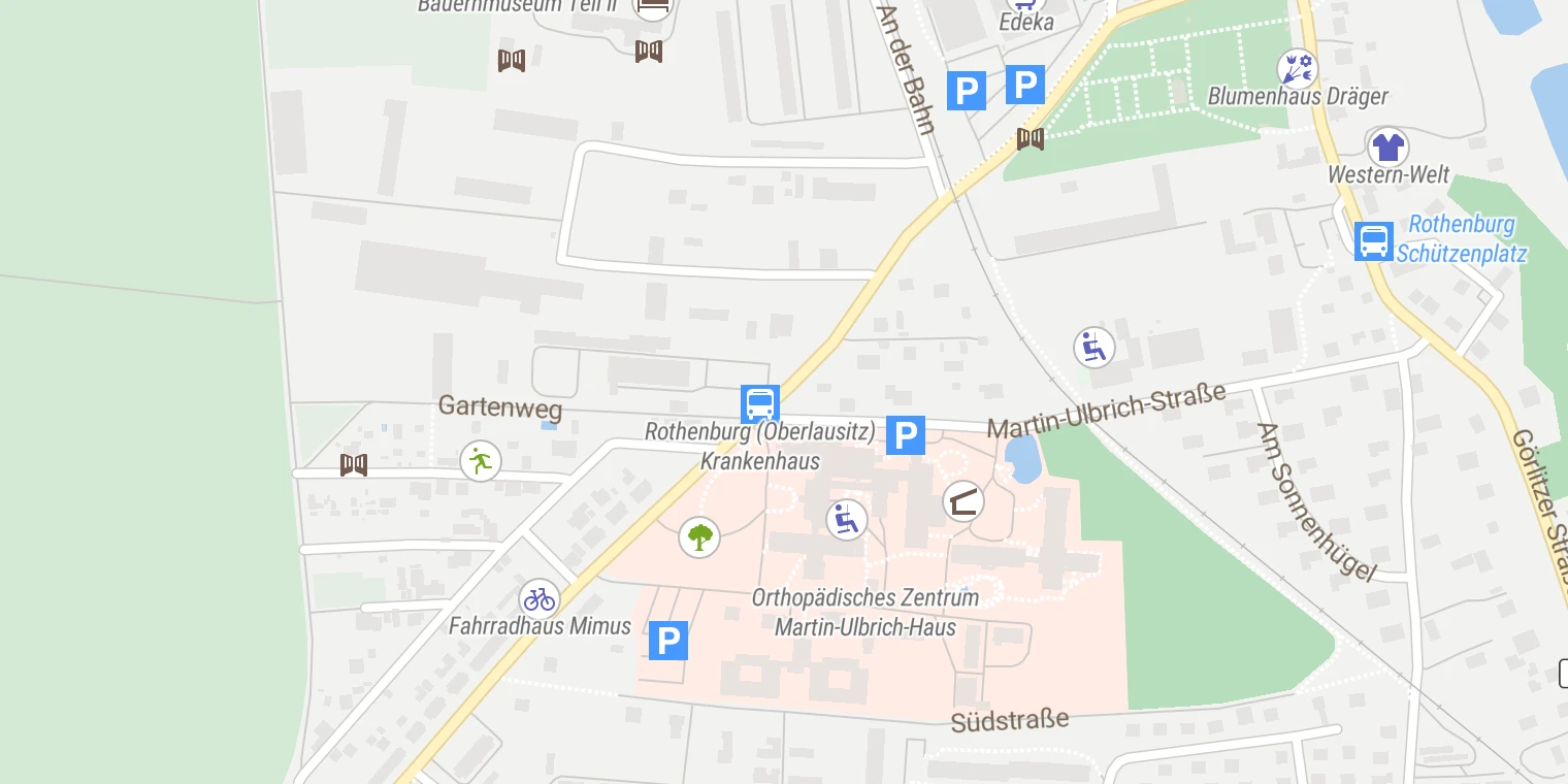 Kartenansicht Orthopädisches Zentrum Martin-Ulbrich-Haus Rothenburg