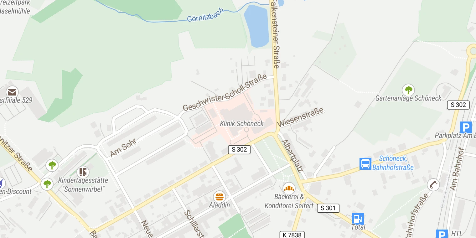 Kartenansicht Paracelsus-Klinik Adorf/Schöneck - Standort Schöneck