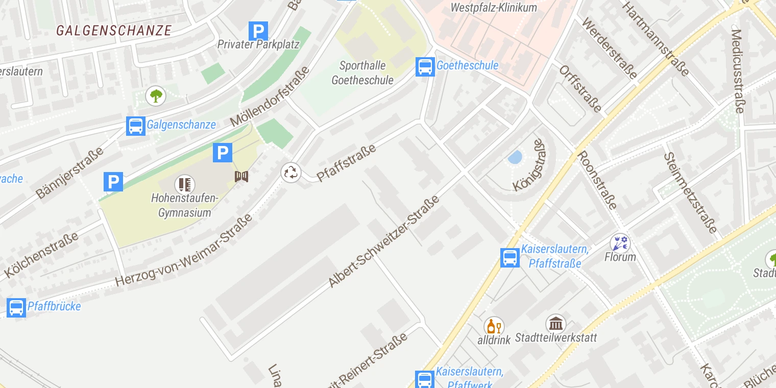 Kartenansicht Pfalzklinikum Standort Kaiserslautern