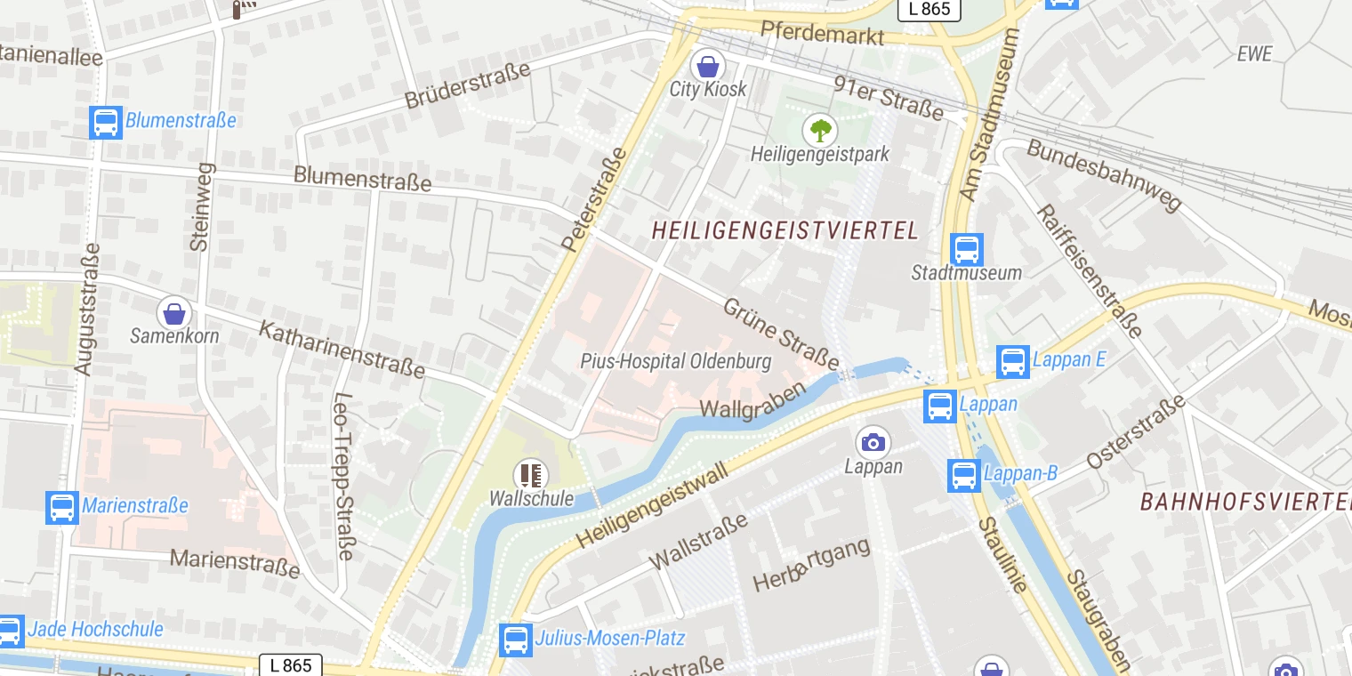 Kartenansicht Pius-Hospital Oldenburg, Universitätsmedizin Oldenburg