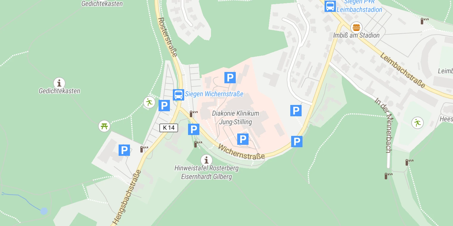 Kartenansicht PNZ der Kinderklinik Siegen