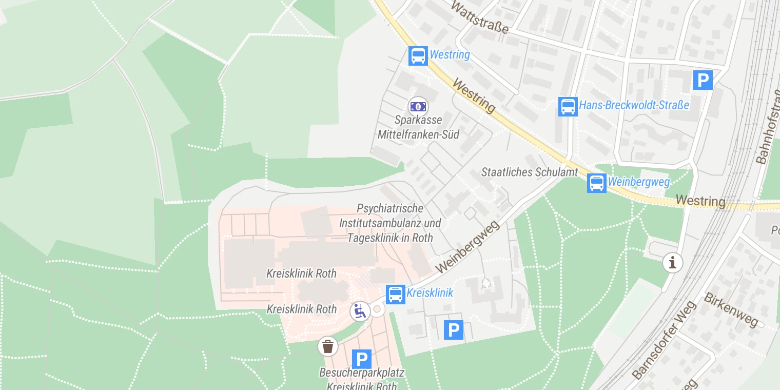 Kartenansicht Psychiatrische Tagesklinik mit Institutsambulanz Roth